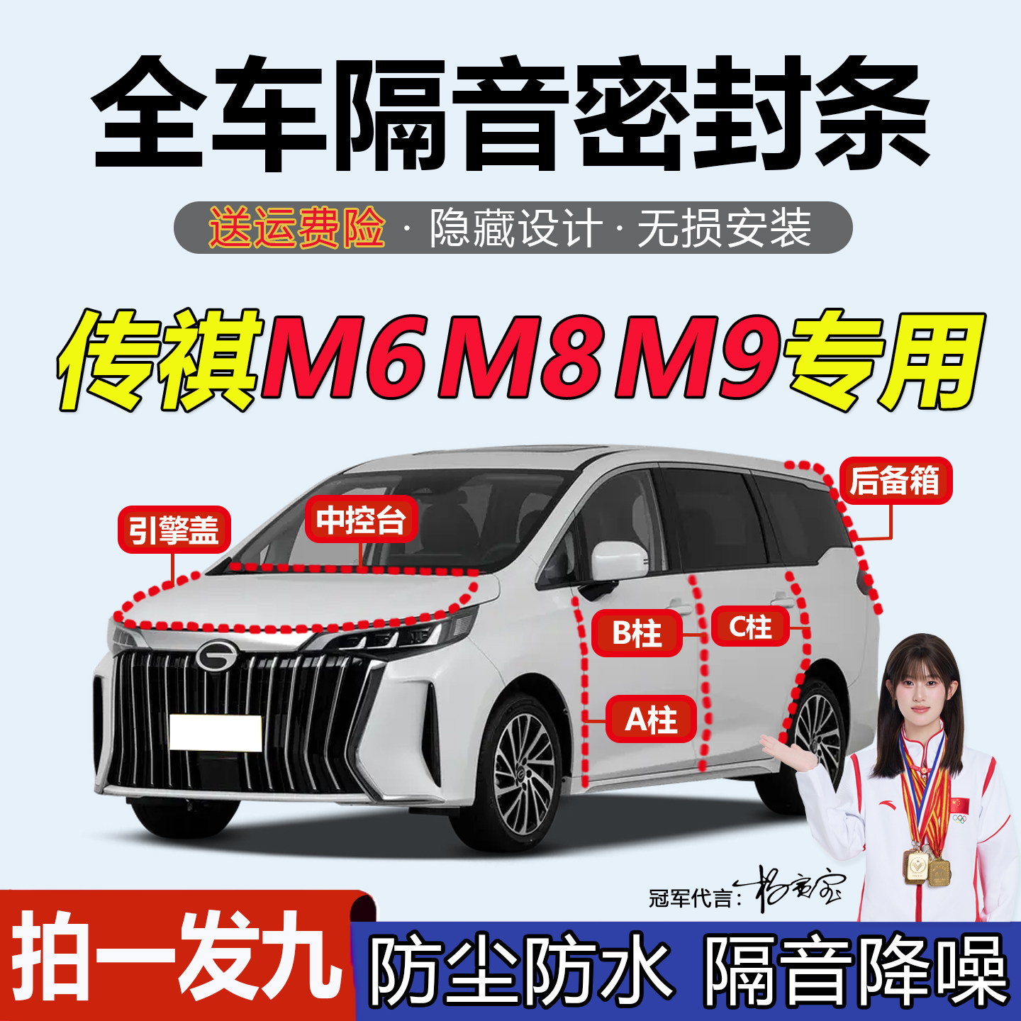 传祺M6/M8/M9汽车BC柱中控密封条
