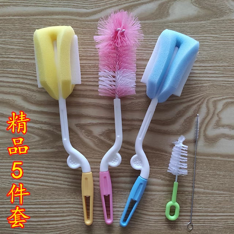 高品质婴儿洗奶瓶刷子高密海绵水杯清洁刷套装旋转刷吸管刷奶嘴刷