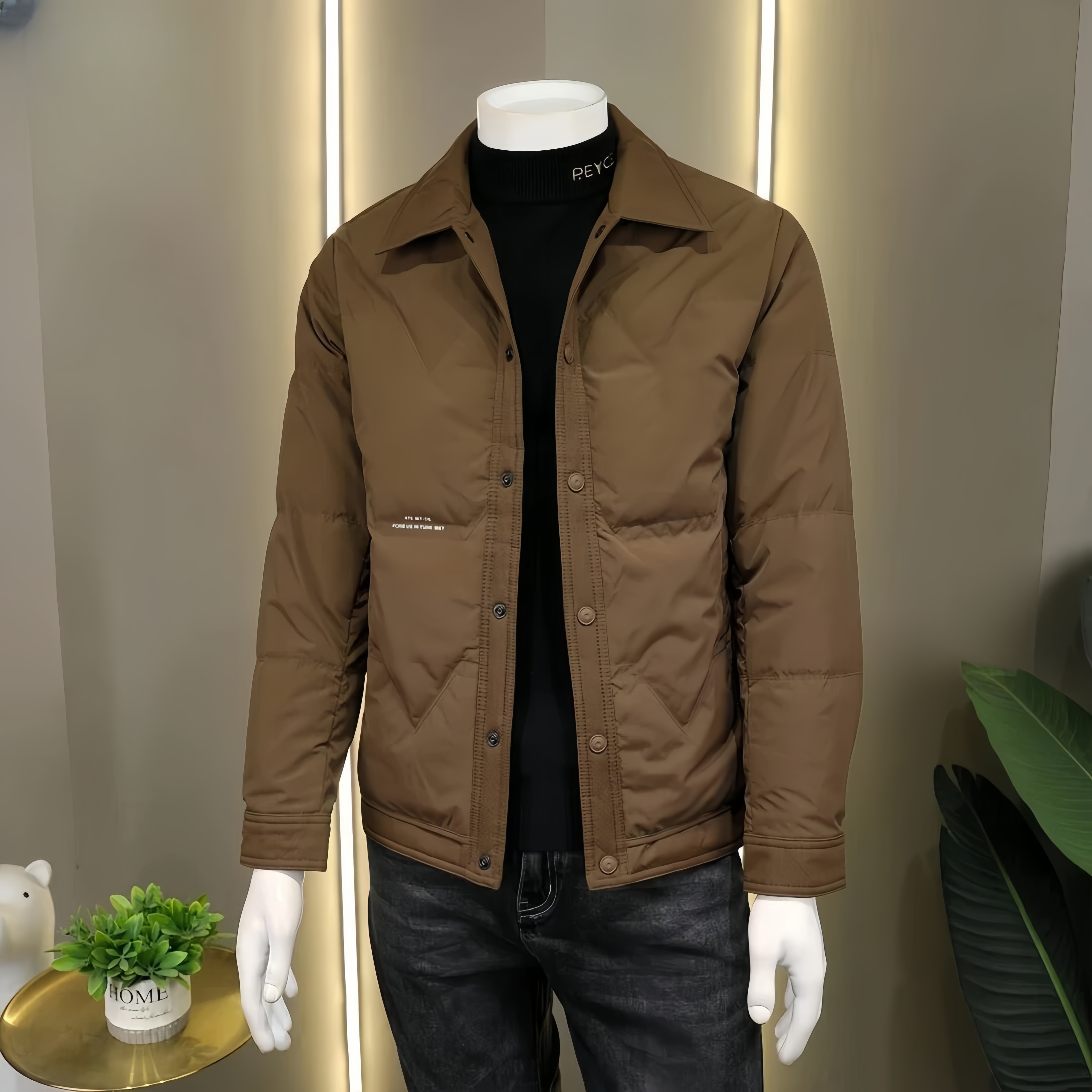 翻领羽绒服男短款青年2025新款冬季潮牌潮流休闲夹克修身轻薄外套