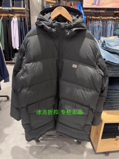 Levis李维斯专柜正品A0949-0000男休闲冬季黑色中长款连帽羽绒服