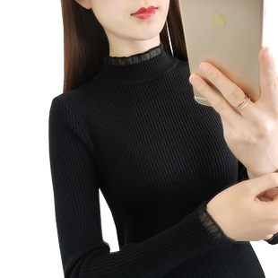 半高领毛衣打底衫女洋气上衣秋冬新款修身紧身针织衫短款中领内搭