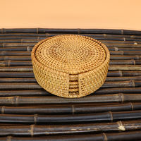 Vietnamese autumn rattan woven coasters, plate MATS, bowl MATS, heat insulation MATS, placemats, tea cup holders, and purple clay teapot MATS set thumbnail 8