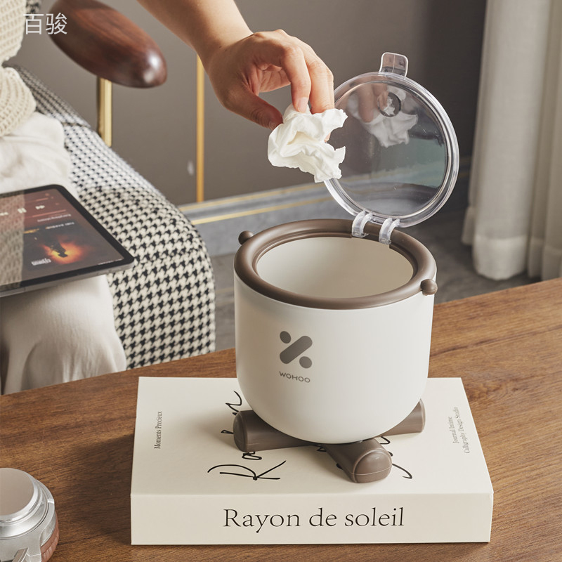 小号桌面垃圾桶新款带盖纸篓筒子