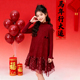 女童连衣裙秋冬2025新款 儿童红色毛衣背心裙两件套女孩新年战袍潮