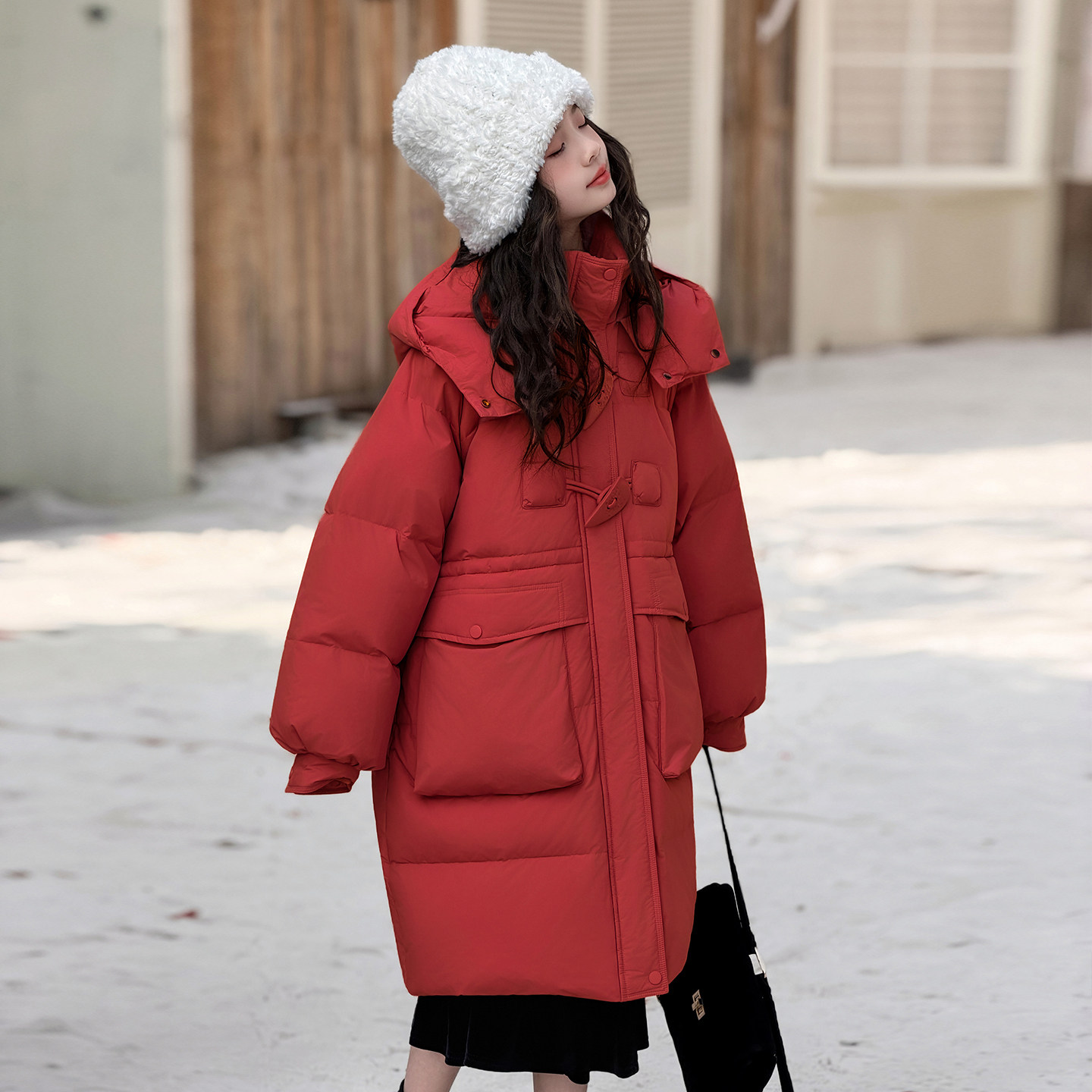 女童中长款红色棉服2025冬季新款连帽棉袄大童女孩外套儿童拜年服,童装/婴儿装/亲子装,棉袄/棉服,淘宝优惠券,粉丝福利购,淘宝优惠卷