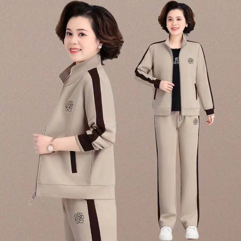中老年妈妈运动套装春秋运动服外套新款洋气时尚休闲套装两件套