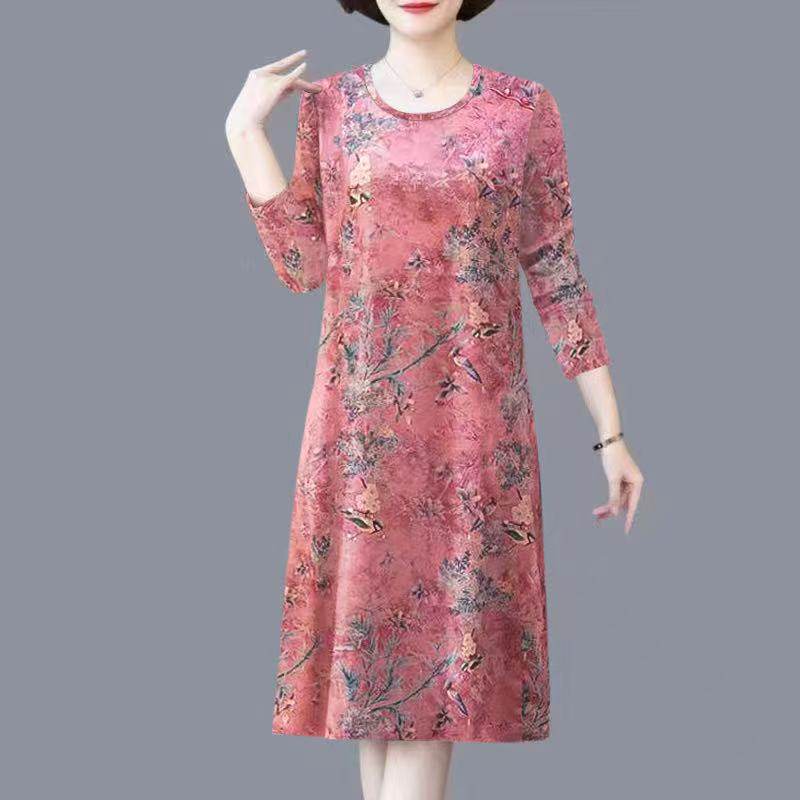 妈妈秋装新款高瑞洋气长袖连衣裙大码时尚中年女遮肉显瘦薄款裙子,女装/女士精品,中老年女装,淘宝优惠券,粉丝福利购,淘宝优惠卷