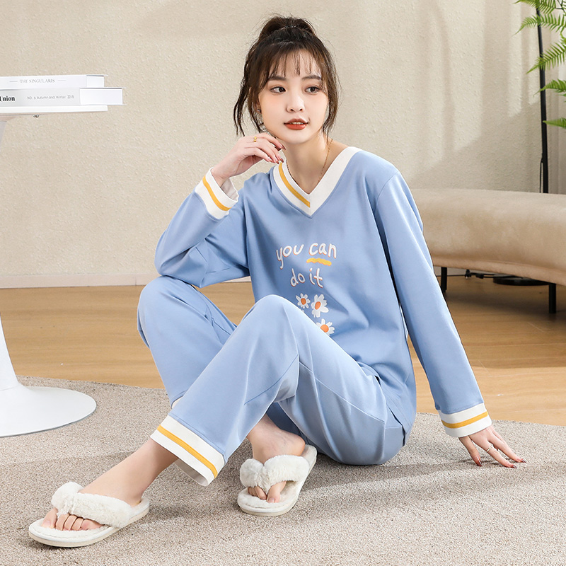 耶蒂女士睡衣春秋季纯棉可爱套装