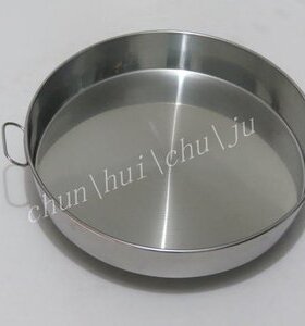 不锈钢蒸饭盘大盘鱼用盘大圆盘钢盘大盆鱼43cm46cm60cm65CM凉皮盘