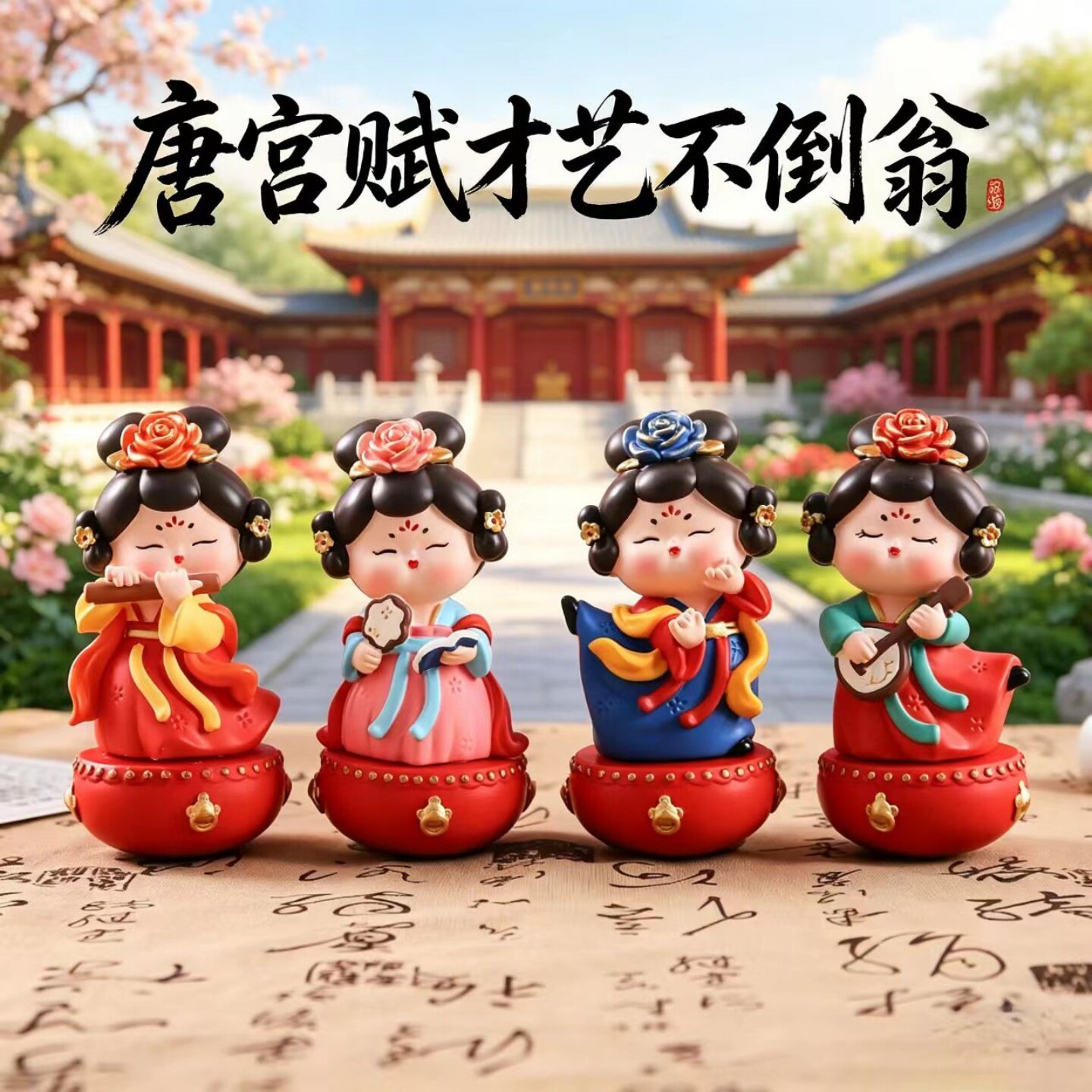 古风美女西安唐宫赋不倒翁小姐姐摆件家居国潮风装饰景区节日礼物