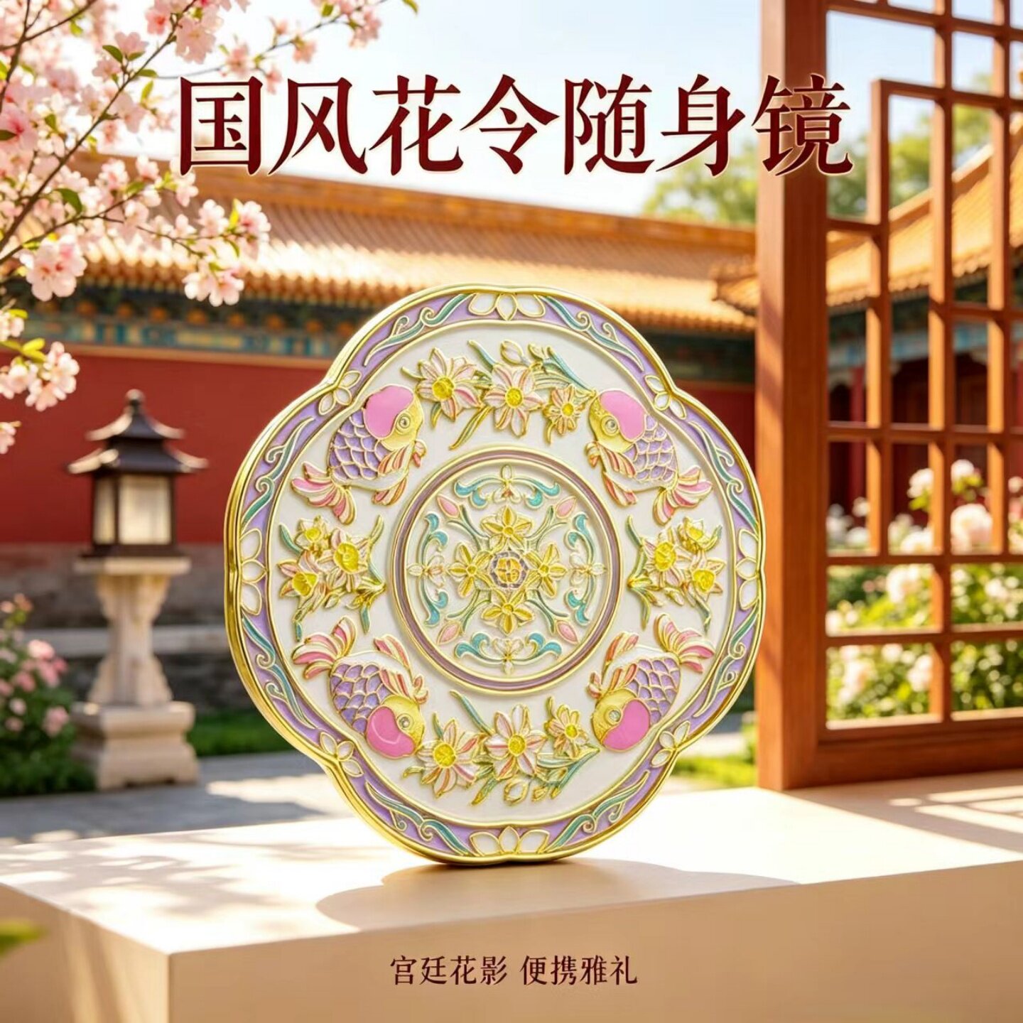 故宫中国风桃花镜博物馆随身镜化妆镜旅游纪念品送朋友礼物伴手礼