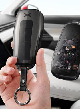 适用21新款小鹏P7汽车钥匙套G3包p5g3ig9壳扣全包可爱X9卡通壳小