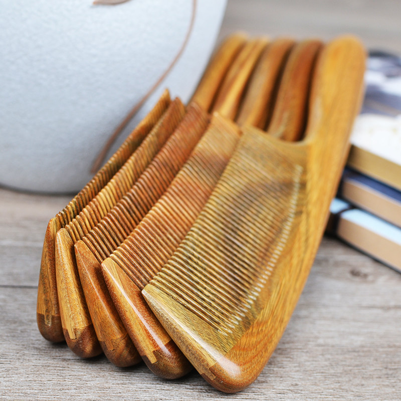 직모용 작은 가는 빗 녹색 백단향 빗 머리 마사지용 빗 가는 이가 있는  와 각인이 있는 귀여운 어린이용 빗