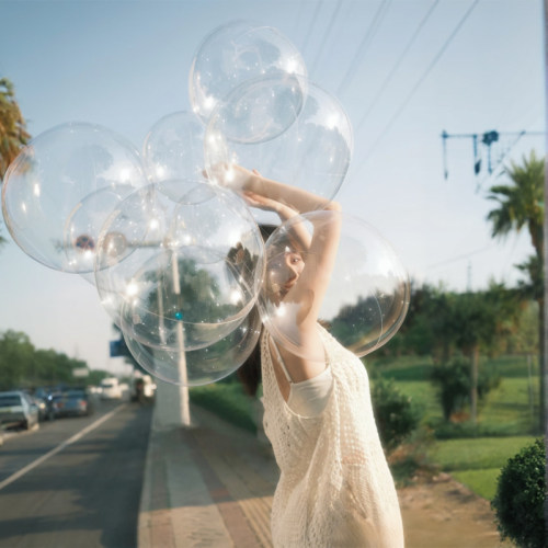 透明波波球创意儿童拍照小红书同款气球花束户外写真室内拍照全套