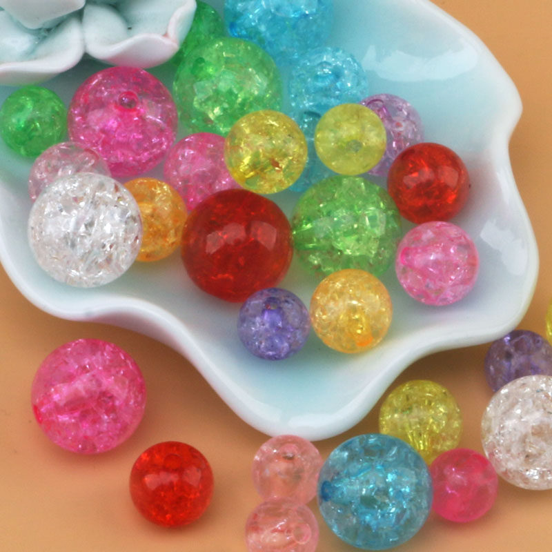 10mm手链串珠编织包包裂纹珠亚克力塑料水晶裂纹珠手串