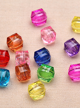 diy手工串珠发财树底座珠子透明方块珠亚克力散珠14*12mm一斤装