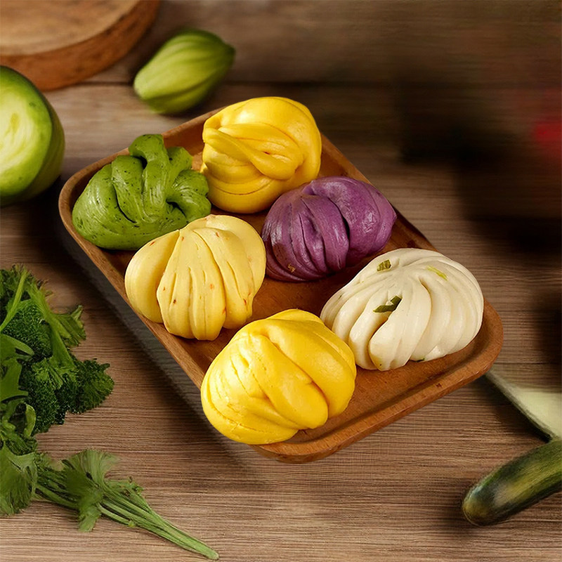 儿童果蔬彩色小花卷营养早餐半成品面食加热即食宝宝包子馒头商用