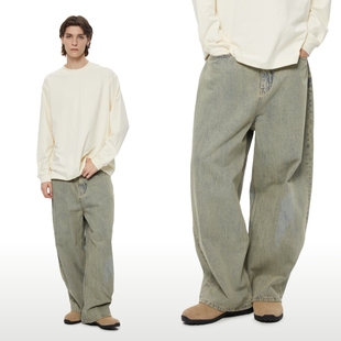 休闲裤 宽松直筒男女款 复古怀旧洗水BAGGY牛仔裤 WassupHouse