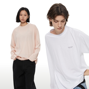 宽松圆领上衣情侣装 WassupHouse 薄款 t恤男秋季 云朵纱基础长袖