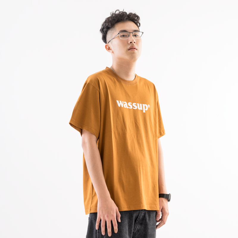 顺丰包邮WASSUP18SS5色logoT男圆领印花纯色半袖纯棉打底衫短袖