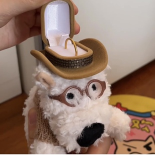 西高地小狗戒指盒创意玩偶帽子情人520表白求婚道具惊喜生日礼物