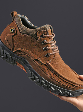 OSITA CATN冬季加绒保暖男士登山户外徒步鞋防滑软底中老年爸爸鞋