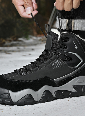 OSITA CATN冬季男士专业户外登山鞋男高帮加绒保暖棉鞋防滑徒步鞋