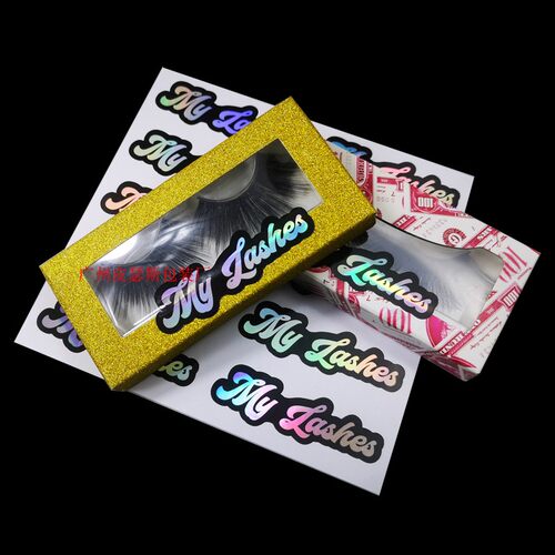 lashes贴，cosmetics不干胶标签，定制美妆彩色贴纸，假睫毛贴标