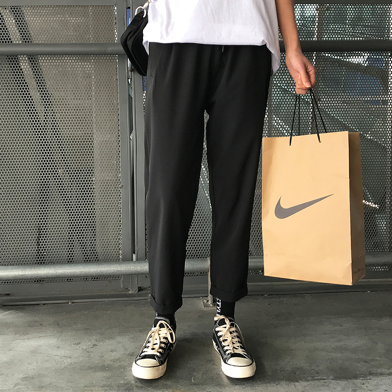 150cm小个子穿搭男装哈伦裤男春装160矮个子搭配九分休闲裤子显高