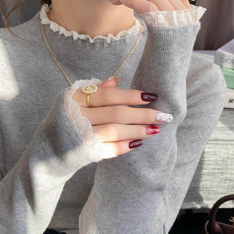 蕾丝针织打底衫女装秋冬内搭2025新款独特别致上衣半高领毛衣女,女装/女士精品,蕾丝衫/雪纺衫,淘宝优惠券,粉丝福利购,淘宝优惠卷