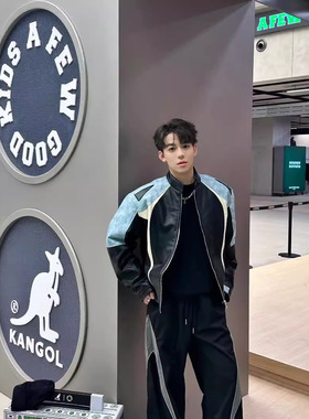 复古美式vintage赛车服男女皮衣夹克高级设计感痞帅机车PU皮外套