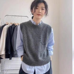小个子法式针织衫马甲女士早春秋款简约休闲内搭打底搭配衬衫上衣