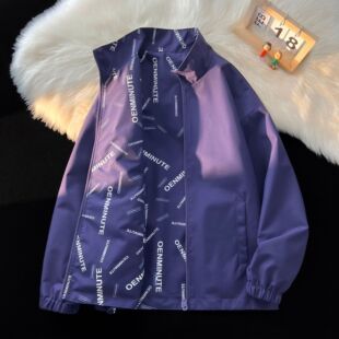 双面穿立领夹克男款春秋季薄款潮牌宽松休闲男装外套百搭可印花