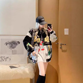 春秋欧美男女潮明星同款 夹克机车外套重工刺绣情侣立领外穿棒球服