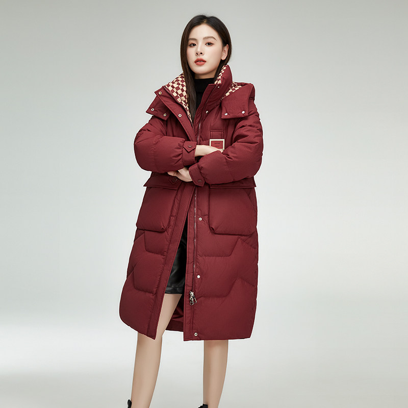 羽绒棉服女中长款连帽冬季2026新款拼色洋气棉衣港风棉袄加厚外套