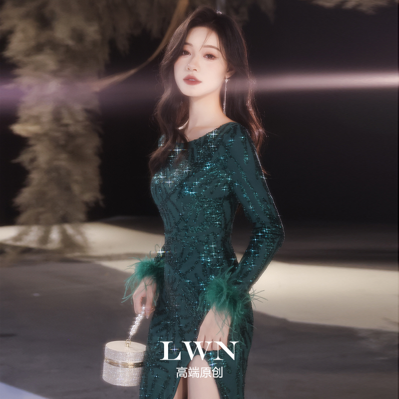 韩版名媛风性感鱼尾晚礼服礼服