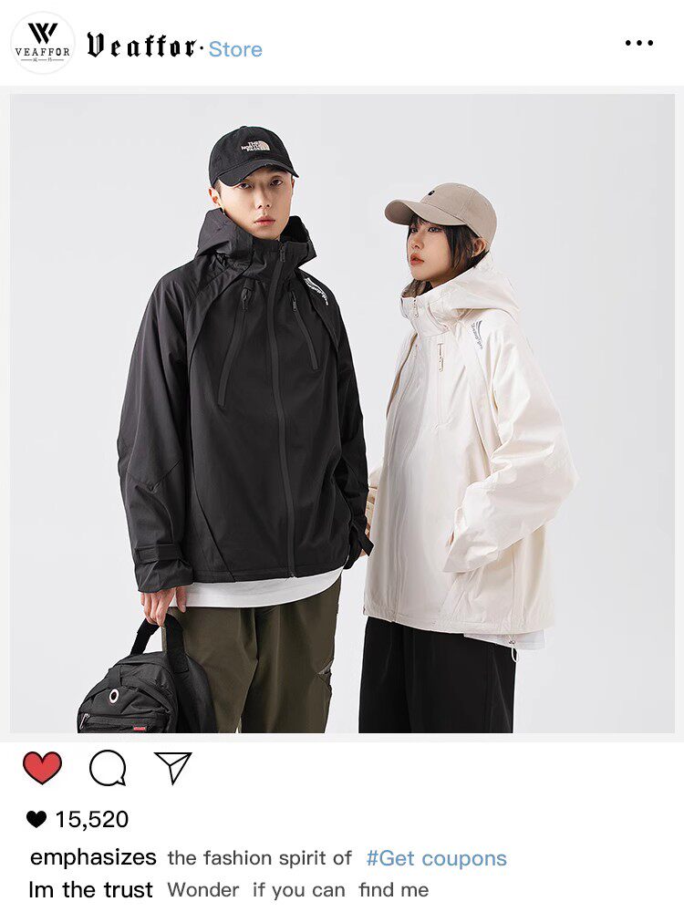 VEAFFOR 아메리칸 트렌디 브랜드 봄 신상품 심플 솔리드 컬러 마운틴 커플 캐주얼 재킷 남성과 여성을 위한 따뜻한 재킷