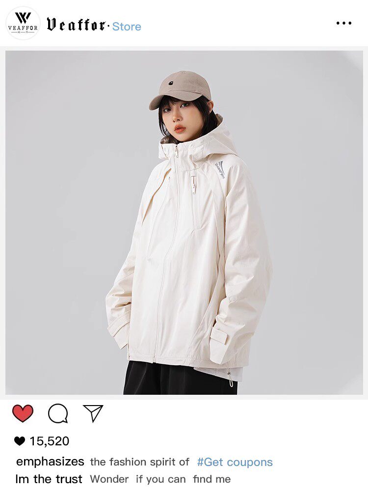 VEAFFOR 아메리칸 트렌디 브랜드 봄 신상품 심플 솔리드 컬러 마운틴 커플 캐주얼 재킷 남성과 여성을 위한 따뜻한 재킷