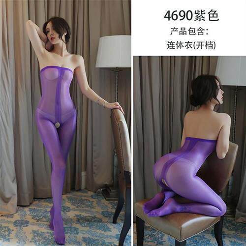 情趣丝袜连体裹胸连身袜闪光透明连裤袜开档一次性油亮连体袜抹胸