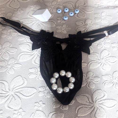 性感男士珠子圈圈环丁字裤单丁可调腰围按摩T裤走珠内裤衩禁欲系