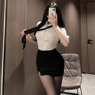 白衬衣性感秘书制服文秘职业装成熟御姐女风装套装夜店纯欲上衣夏