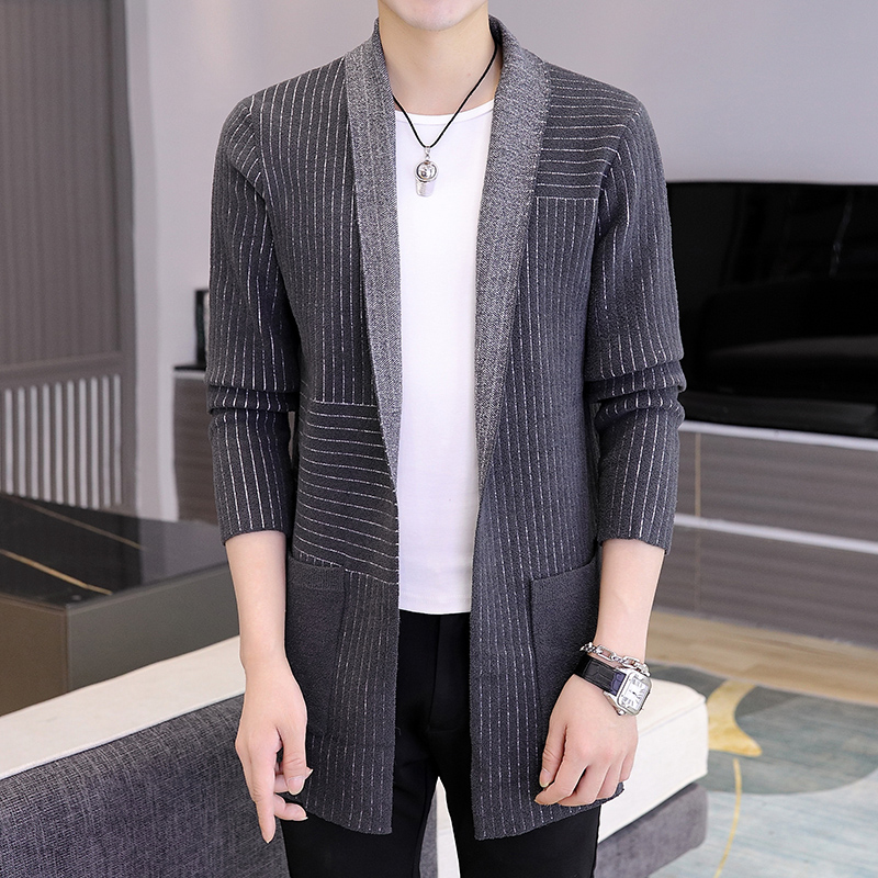 风衣外套男生中长款2022新款韩版潮流春秋季披风大衣男士黑色衣服