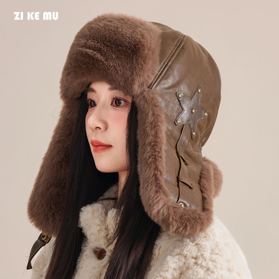 雷锋帽女冬季加绒加厚保暖防寒护耳包头帽男士户外骑行防风棉帽子