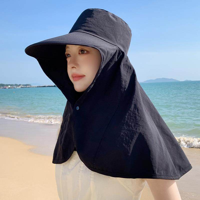 帽子女夏季护颈一体大帽檐防紫外线太阳帽户外骑车大披肩遮阳帽 - 实物图