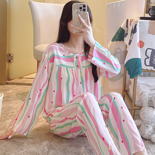 好得西女棉绸套头长袖睡衣春秋