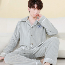 秋冬珊瑚绒睡衣男冬季法兰绒加厚套装加绒男士保暖学生家居服新款