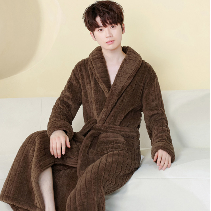 加厚睡袍法兰绒男秋冬季