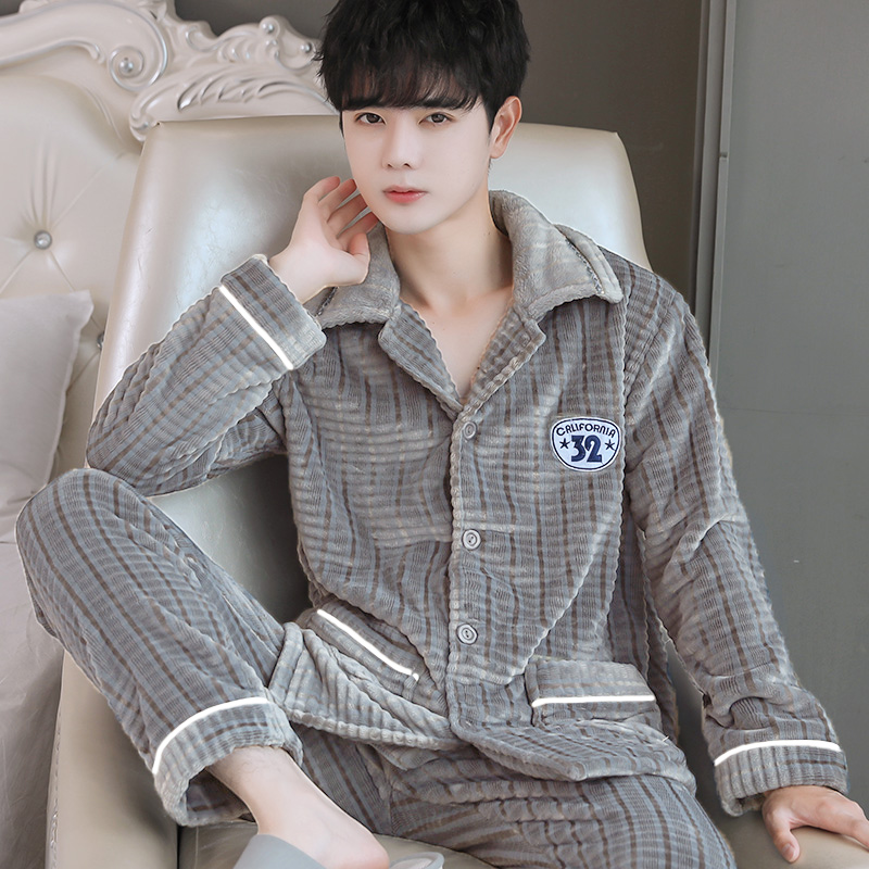 睡衣秋冬款男款珊瑚绒2025新款高级感家居服套装冬季保暖男法兰绒