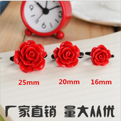 凰城朱饰漆雕朱砂玫瑰花芙蓉花貔貅戒指女民族风批零自产自销