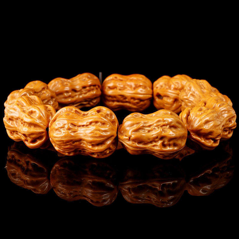 文玩手玩核桃手串花生手持异形葫芦手把小秋子红皮文玩手串